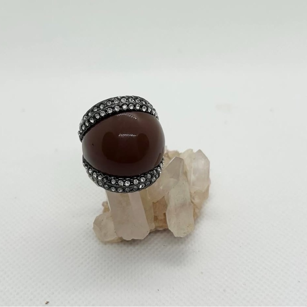 Elegant Gunmetal & Brown enamel Ring